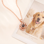 Personalized Pet Paw Print Photo Projection Necklace Dainty Jewelry Anniversary Memorial Gift for Pet Owners Lovers