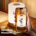 Personlig dimbar nattlampa med namn och blomma uppladdningsbar sänglampa med touchfunktion en stämningsfull present