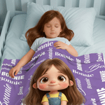 Personalised Character Cartoon Kid Soft Throw Blanket with Name Home Decor Birthday Gift for Boys Girls