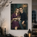 Personalized Halloween Theme Cartoon Dark Gothic Style Photo Canvas Prints Home Decor Ship from USA Halloween Gift for Family Friend