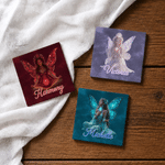 Personalised Glitter Birthstone Fairy Name 11 oz 15 oz Ceramic Mug with Coaster Daily Home Office Use Birthday Gift for Her