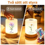Personlig dimbar nattlampa med namn och blomma uppladdningsbar sänglampa med touchfunktion en stämningsfull present