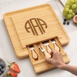 Personalized Engraved Engraved Initial Name Bamboo Cutting Board with Drawer Housewarming Wedding Anniversary Gift for Couple Family