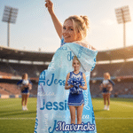 Personalised 3D-Style Character Artwork Photo Soft Throw Hooded Blanket with Name and Team Name Home Use Birthday Team Gift for Cheerleader Coach