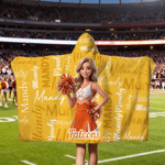 Personalised 3D-Style Character Artwork Photo Soft Throw Hooded Blanket with Name and Team Name Home Use Birthday Team Gift for Cheerleader Coach