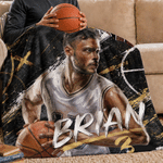 Personalised Graffiti Style Sport Photo Soft Blanket with Name and Number Home Use Birthday Gift for Basketball Players Friends