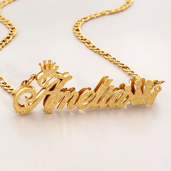 Collier personnalisé de style gothique « Bling » à double rangée : couronne, prénom, cœur et papillon – Idéal pour les fêtes d'anniversaire, les festivals de musique, cadeau pour femmes et filles