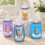 Personlig, söt tecknad fotomugg med namn och initialer, 10 oz, värmeisolerad drickmugg – perfekt som present till babyshower eller födelsedag för både pojkar och flickor