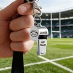 Personalised Sports Theme Engraved Name Logo Stainless Steel Whistle with Lanyard Graduation Appreciation Gift for Coach PE Teacher