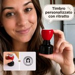 Timbro autoinchiostrante personalizzato, con ritratto in stile cartone animato, titolo, cognome e testo - Regalo di ringraziamento per insegnanti