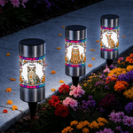 Personalised Colourful Skull Floral Pet Photo Solar Garden Light with Name Garden Decor Day of the Dead Halloween Gift for Dog Cat Owners
