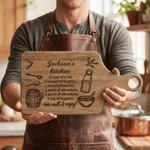 Personalised Engraved Fun Recipes Wooden Bamboo Charcuterie Chopping Board with Handle and Name Kitchen Use Birthday Gift for Cooking Lovers Friends