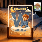 Personalized 3D-Effect Artwork Cartoon Character Photo Acrylic LED Night Light with Name and Wooden Base Bedroom Decor Birthday Gift for Kids