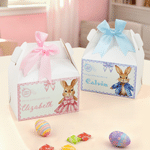 Personalised Cute Bunny Bow Gift Box with Handle and Name 2 Pcs Holiday Party Birthday Gift for Boys Girls