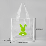 Personalised Cute Bunny Silhouette Reusable Transparent Tote Bag with Handle and Name Egg Hunting Party Easter Gift for Toddler Kid