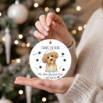 Personalized Dog Bone Paw Cartoon Pet Photo Round Ceramic Ornament with Name Birthday Home Decor Gift for Pet Groomer