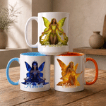Personalised Glitter Birthstone Fairy Name 11 oz 15 oz Ceramic Mug with Coaster Daily Home Office Use Birthday Gift for Her