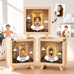 Personalized Cute Cartoon Kid Character Photo Wooden Piggy Bank Money Box with Name and Initial Daily Saving Birthday Gift for Boys Girls