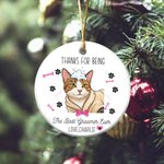 Personalized Dog Bone Paw Cartoon Pet Photo Round Ceramic Ornament with Name Birthday Home Decor Gift for Pet Groomer
