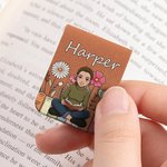 Personalised Cartoon Character Magnetic PU Leather Bookmark Clip with Photo and Name Back to School Birthday Gift for Book Lover Educator