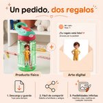 Botella de agua transparente o térmica personalizada con pajita asa personaje y nombre regalo de cumpleaños y vuelta al cole para niños