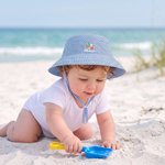Personalized Summer Theme Gingham Toddler Baby Bucket Hat Sun Hat with Monogram and Name Beach Vacation Gift for Boys Girls