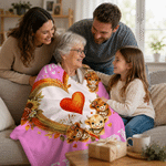 Personalized Multicolor Heart 1-8 Highland Cows Soft Throw Blanket with Name Home Decor Birthday Gift for Mom Grandma
