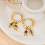 Personalised 1-5 Kid Charms Dangle Earrings with Birthstone Mother's Day Thanksgiving Gift for Mum Gran