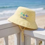 Personalized Summer Theme Gingham Toddler Baby Bucket Hat Sun Hat with Monogram and Name Beach Vacation Gift for Boys Girls