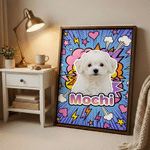 Personalized Pop Art Style Pet Canvas Print with Photo and Name Wall Decor Ship from USA Daily Use Birthday Gift for Pet Lovers Pet Owners