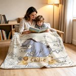 Personalized Classic Winnie the Pooh Map Soft Throw Blanket with Name Home Decor Birthday Gift for Kid