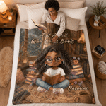 Personalised Just One More Chapter 3D-Style Character Artwork Photo Soft Blanket with Name Daily Use Birthday Gift for Book Lovers Friends