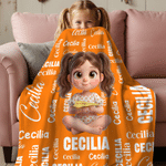 Personalised Character Cartoon Kid Soft Throw Blanket with Name Home Decor Birthday Gift for Boys Girls