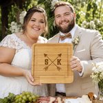 Personalized Engraved Engraved Initial Name Bamboo Cutting Board with Drawer Housewarming Wedding Anniversary Gift for Couple Family