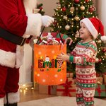 Personalised Cute Santa Claus Christmas Theme Alphabet LED Light Bucket Bag with Name Christmas Gift for Kids