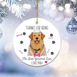 Personalized Dog Bone Paw Cartoon Pet Photo Round Ceramic Ornament with Name Birthday Home Decor Gift for Pet Groomer