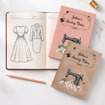 Personalised Multicolour Birth Flower Sewing Machine A5 Journal Notebook with Name and Text Daily Use Birthday Anniversary Gift for Sewing Lover Woman