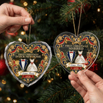 Personalised First Christmas Wedding Gown Suit Design Heart-Shaped Ornament with Name and Year Tree Decor Christmas Gift for Newlyweds Couple