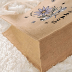 Borsa in juta personalizzata con fiore del mese di nascita, capiente, con nome: regalo per anniversario, damigella d’onore, proposta di matrimonio, compleanno per la mamma e damigella d’onore