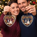 Personalised First Christmas Wedding Gown Suit Design Heart-Shaped Ornament with Name and Year Tree Decor Christmas Gift for Newlyweds Couple