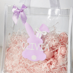 Personalised Cute Bunny Silhouette Reusable Transparent Tote Bag with Handle and Name Egg Hunting Party Easter Gift for Toddler Kid