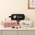 Personalized Birth Flower & Name Portable 2-in-1 Hair Tools Storage Bag with Heat-Resistant Silicone Mat Birthday Gift for Beauty Enthusiasts