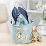 Personalised Cute Peter Rabbit Flower Butterfly Initial Bunny Ears Striped Easter Basket with Name Easter Eggs Hunting Party Favor Gift for Children