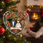 Personalised First Christmas Wedding Gown Suit Design Heart-Shaped Ornament with Name and Year Tree Decor Christmas Gift for Newlyweds Couple