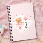 Personalized Multicolor Ballet Bear Birth Flower Notebook with Name and 60 Lined Pages Christmas Birthday Gift for Ballet Lovers