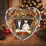 Personalised First Christmas Wedding Gown Suit Design Heart-Shaped Ornament with Name and Year Tree Decor Christmas Gift for Newlyweds Couple