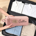 Personalized Birth Flower & Name Portable 2-in-1 Hair Tools Storage Bag with Heat-Resistant Silicone Mat Birthday Gift for Beauty Enthusiasts