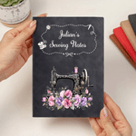Personalised Multicolour Birth Flower Sewing Machine A5 Journal Notebook with Name and Text Daily Use Birthday Anniversary Gift for Sewing Lover Woman