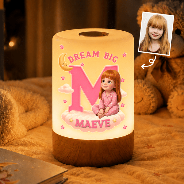 Personalized Figurine-Inspired 3D-Style Artwork Touch USB Rechargeable Night Light with Initial & Name Bedroom Decor Birthday Gift for Boys Girls