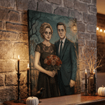 Personalized Halloween Theme Cartoon Dark Gothic Style Photo Canvas Prints Home Decor Ship from USA Halloween Gift for Family Friend